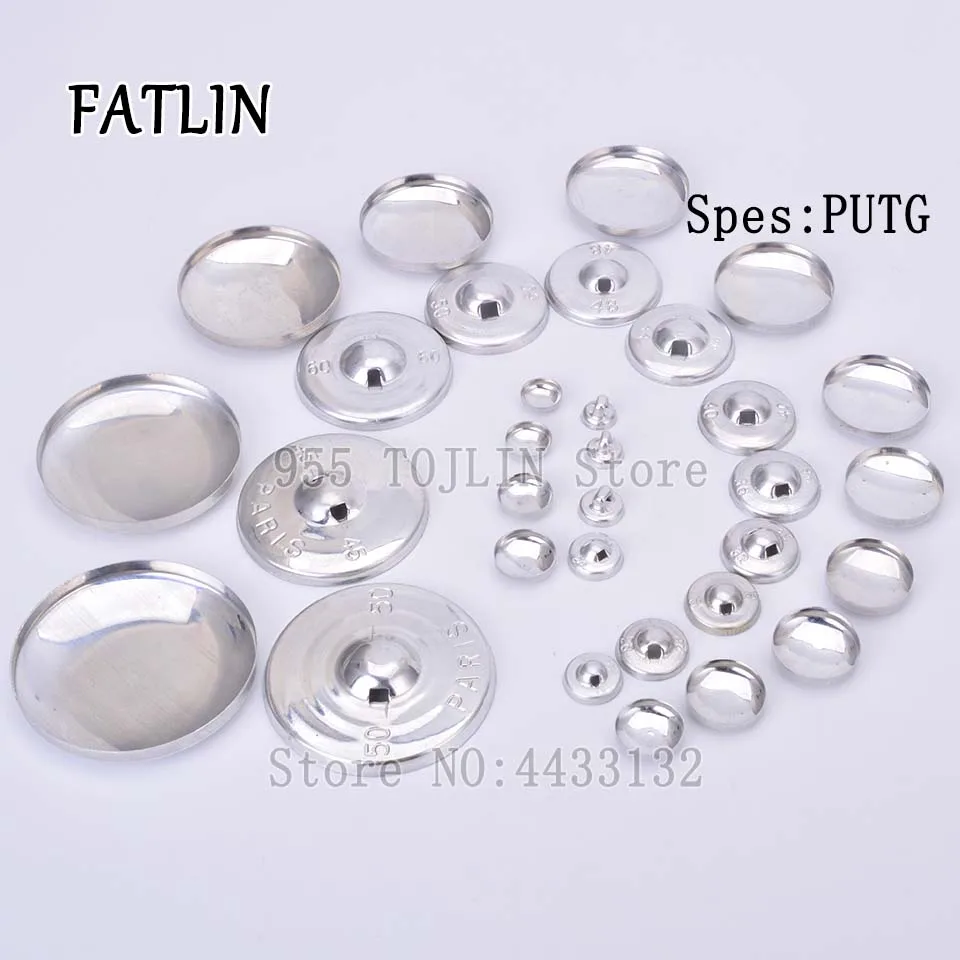 P 100Sets 16L-80L Aluminum Covered Cloth Fabric Buttons DIY Handmade Metal Bread Shape Round Fabric Accessories PUTG 3