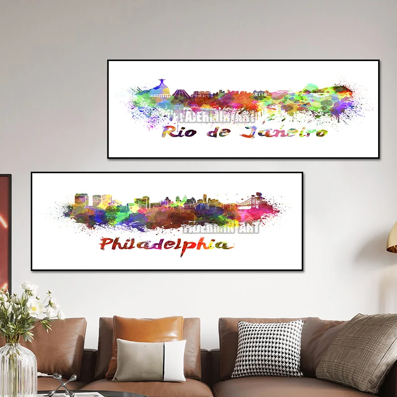 

World City Canvas Interior Paintings Pictures Prints Colorful Personalized Aesthetic Wall Art Posters Living Room Bedroom Decor