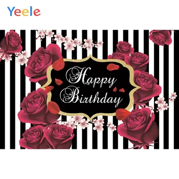 

Yeele Girl Or Woman Birthday Party Backdrop Stripe Rose Flower Photography Background For Photo Studio Photocall Photophone