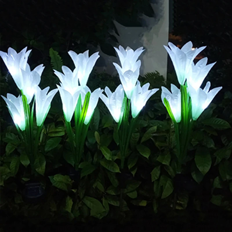 Solar 4 Lily Flower Lamp Outdoor Solar For Garden Light LED Outdoor Waterproof Sunlight Solar Led Light Outdoor Lawn Garden Lamp (2)