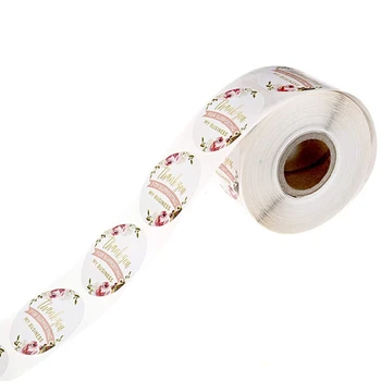 

500Pcs/roll Flowers Thank You Stickers for Christmas Stickers Scrapbooking Packaging Seal Labels Stationery Stickers 1inch