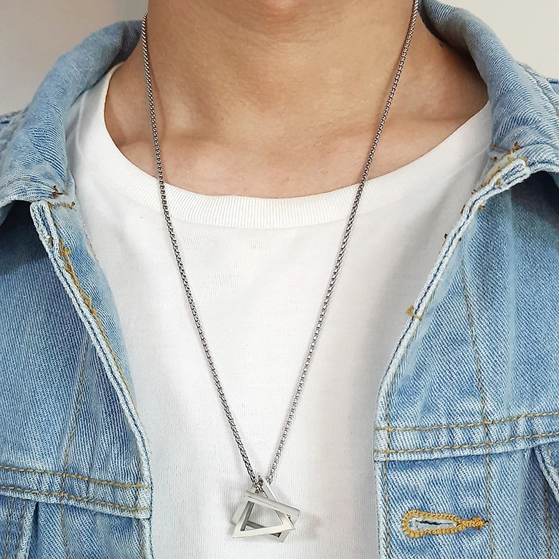 Vnox Stylish Men's Geometric Necklace 