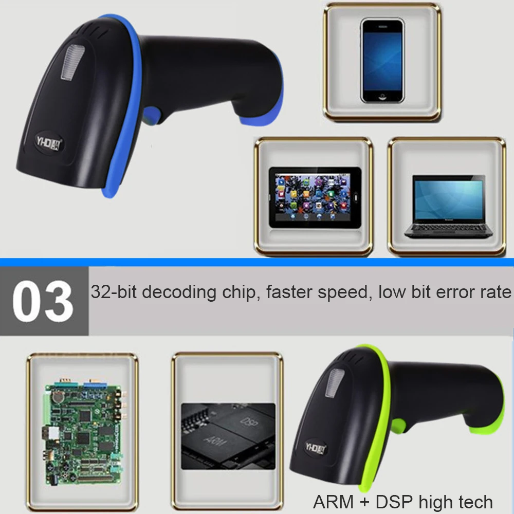 Беспроводной Bluetooth 1D 2D сканер штрих-кода PDF417 матрица данных qr-экран код ридер Поддержка Windows Android IOS Прямая поставка