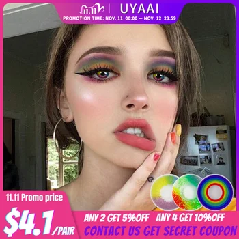 

2pcs/pair Cosplay Color Contact Lenses Rainbow Series Eye Contact Lens Colored 14.5mm Cosplay Cosmetic Contact Lens UYAAI