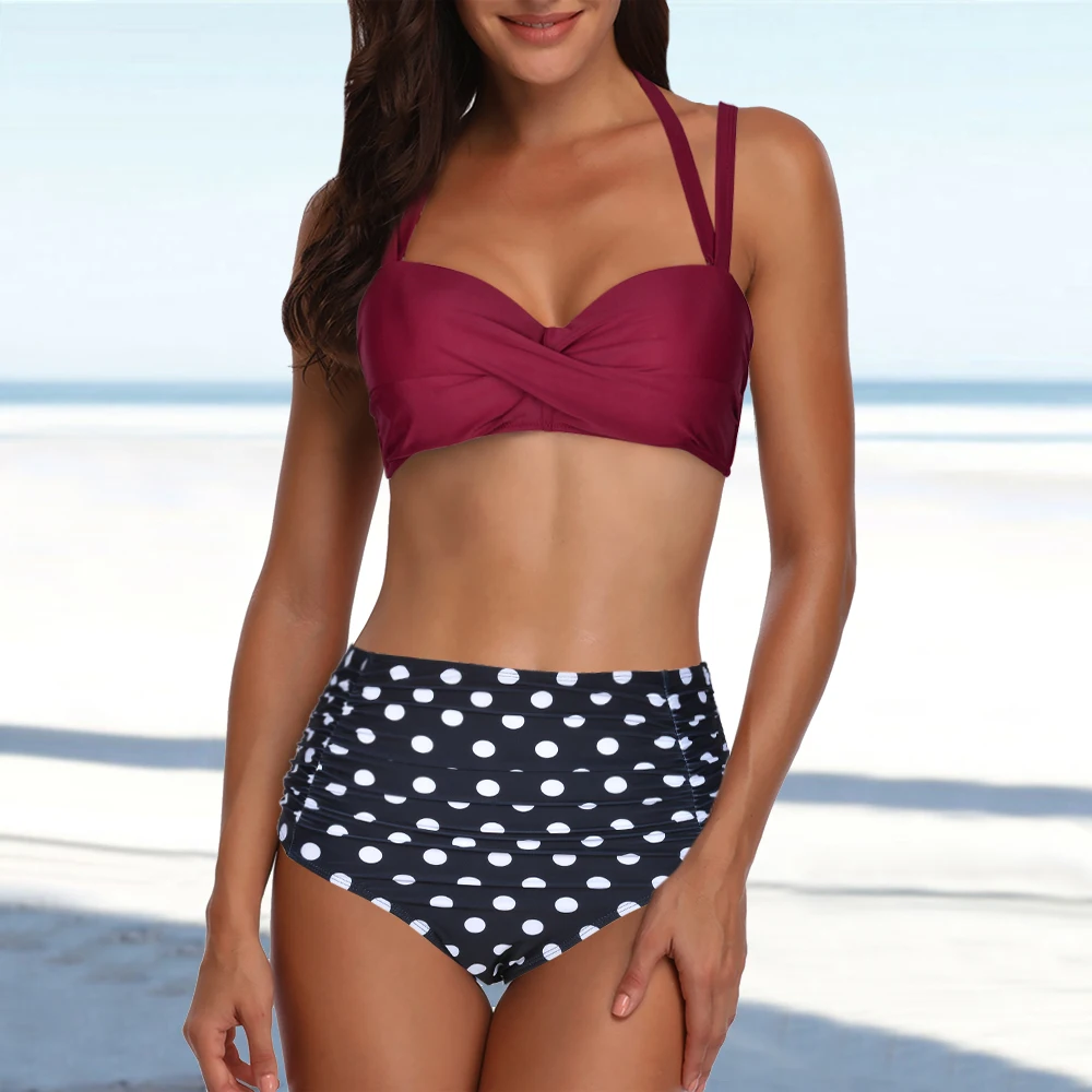 

2020 New Summer Women Solid Bikini Set Push-up UnPadded Bra Swimsuit Swimwear Triangle Bather Suit Swimming Suit biquini