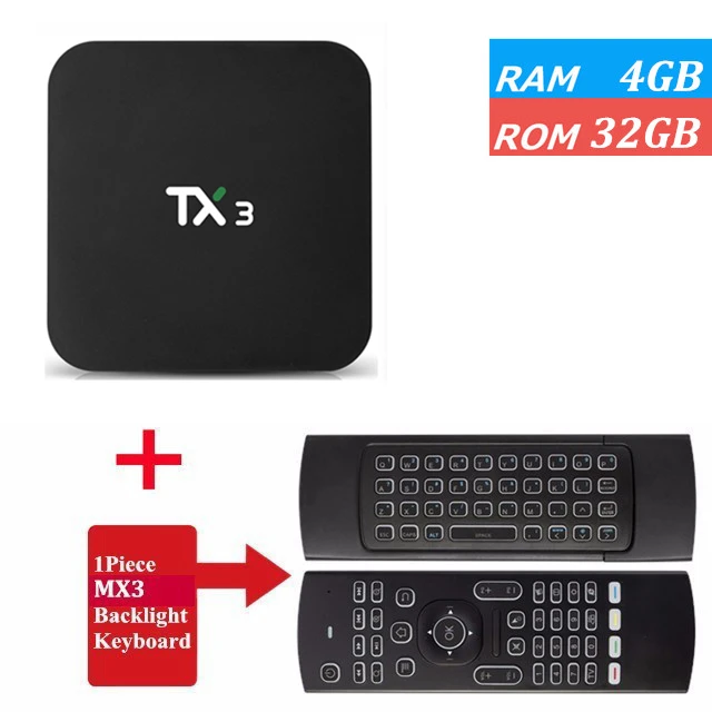 TX3 Amlogic S905X3 Android 9,0 ТВ приставка 4G ram 32GB 64GB rom четырехъядерный 2,4G/5 GHz Wifi BT H.265 2G 16G 8K медиаплеер - Цвет: 4G 32G MX3 Backllit