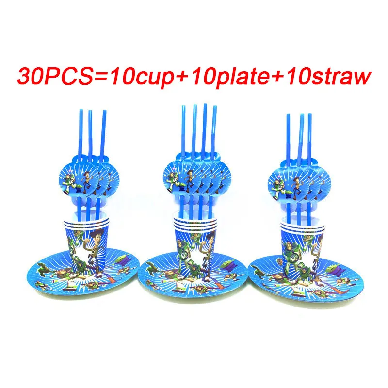 beipanxi-30pcs 10-20 человек вечерние Дисней История игрушек тема Дети с днем рождения украшения принадлежности Детские Чашки тарелки салфетка флаг соломинки - Цвет: beipanxi-30pcs