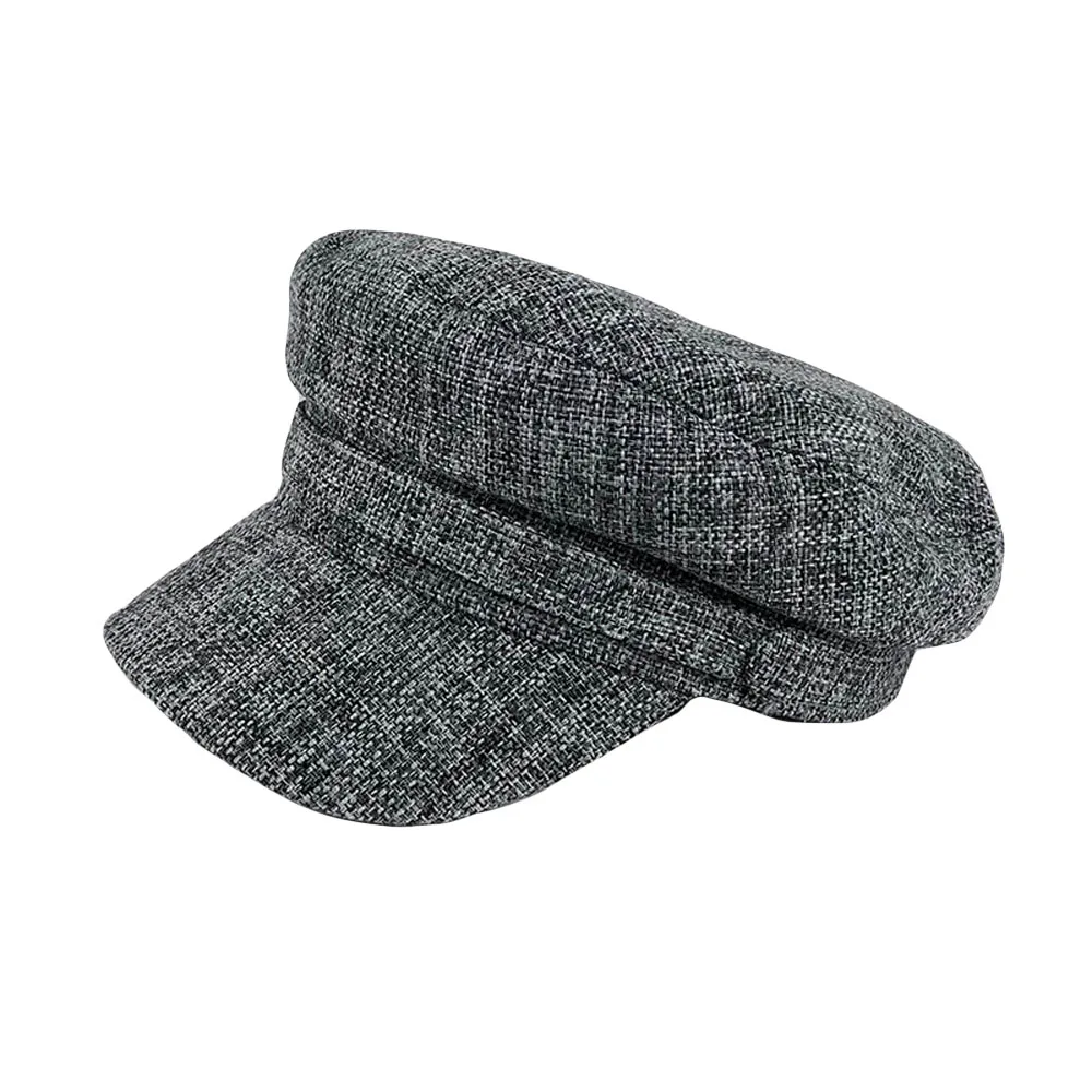 Женские однотонные кепки с козырьком Newsboy, повседневная восьмиугольная кепка, Классическая плоская кепка - Цвет: Gray