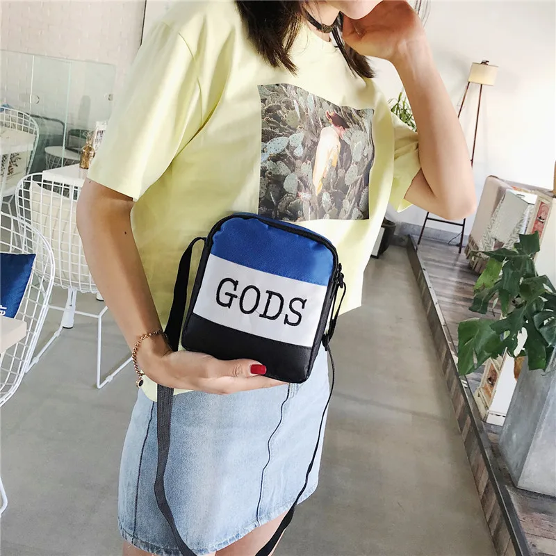 

2019 Autumn New Style Lettered Canvas Bag Women's Simple bai da xiao Square Bag Korean-style Mixed Colors Shoulder Bag