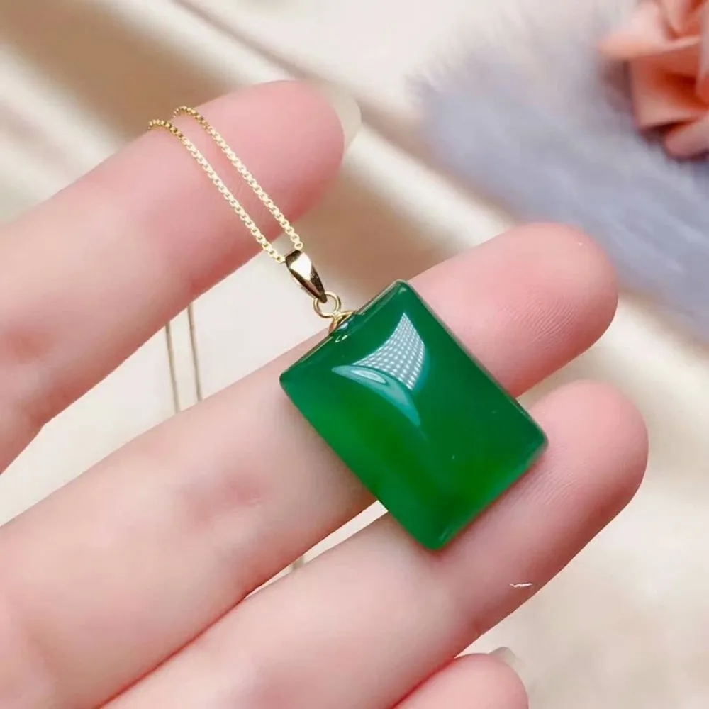 SHILOVEM 18k желтый золотой Природный зеленый халцедон подвески нет ожерелье Этническая Новая прекрасный женский подарок новинка cz1520668ys