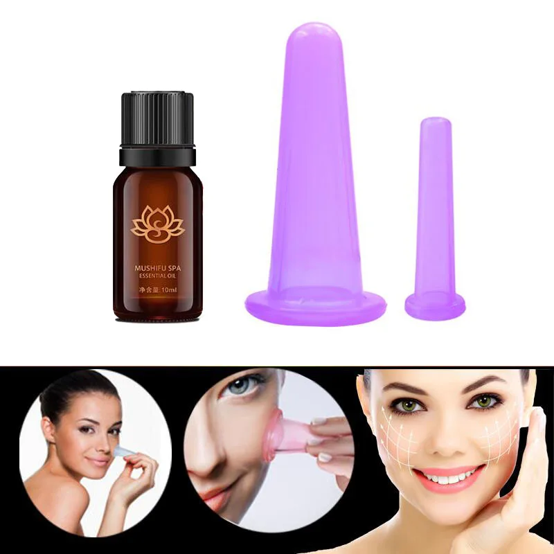 3pcs Silicone Body Facial Massage Set For Face Neck Back Eyes Massage Cans Anti-cellulite Massager Suction Cup Treatment 5