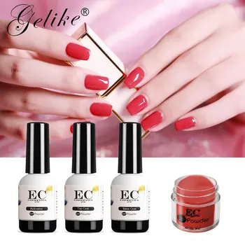 

Gelike 10g Dip Powder Nail Gel Designs System Art No Uv Lamp Primer Lacquer Varnish Glitter Starter Kit Organic Pigment