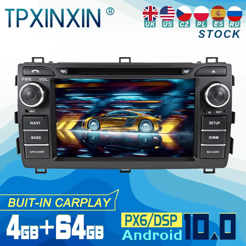 

For Toyota Auris 2013-2015 Android 10 Carplay Radio Player Car GPS Navigation Head Unit Car Stereo WIFI DSP BT