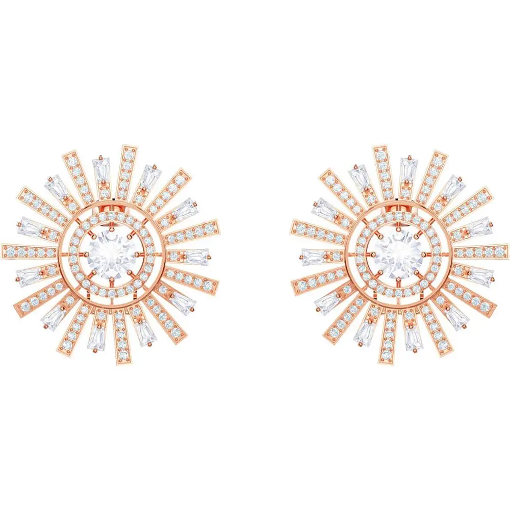

SWA RO 2019 Fashion New SWA SUNSHINE Clip-on Earrings Charming Sun Pattern Crystal Women's Jewelry Stud Earrings Wedding Gift