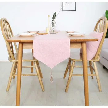 

Lychee DIY Nordic Plain Table Runner Simple Cotton Linen Waterproof Table Runner for Home Wedding Birthday Party Outdoor
