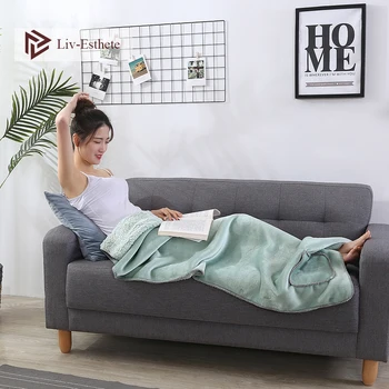 

Liv-Esthete 2020 New Winter Warm Flannel Sherpa Greenn Blanket Sweatshirt Sofa TV Travel Sport Blankets Adult Bathrobe Wholesale