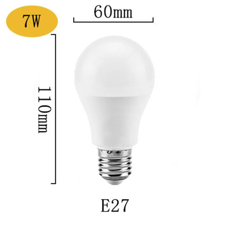 Светодиодный светильник 3 Вт, 5 Вт, 7 Вт, 9 Вт, 12 Вт, 15 Вт, AC 110 В~ 220 В, 240 в, E27, светодиодный светильник, умная IC, реальная мощность, холодный белый/теплый белый свет - Испускаемый цвет: 7W