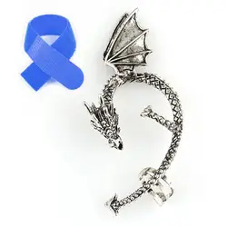 SODIAL (R) Новые драконы приманка манжета серьга из сплава олова вечерние левое ухо-ретро серебро + Бесплатный кабельный галстук