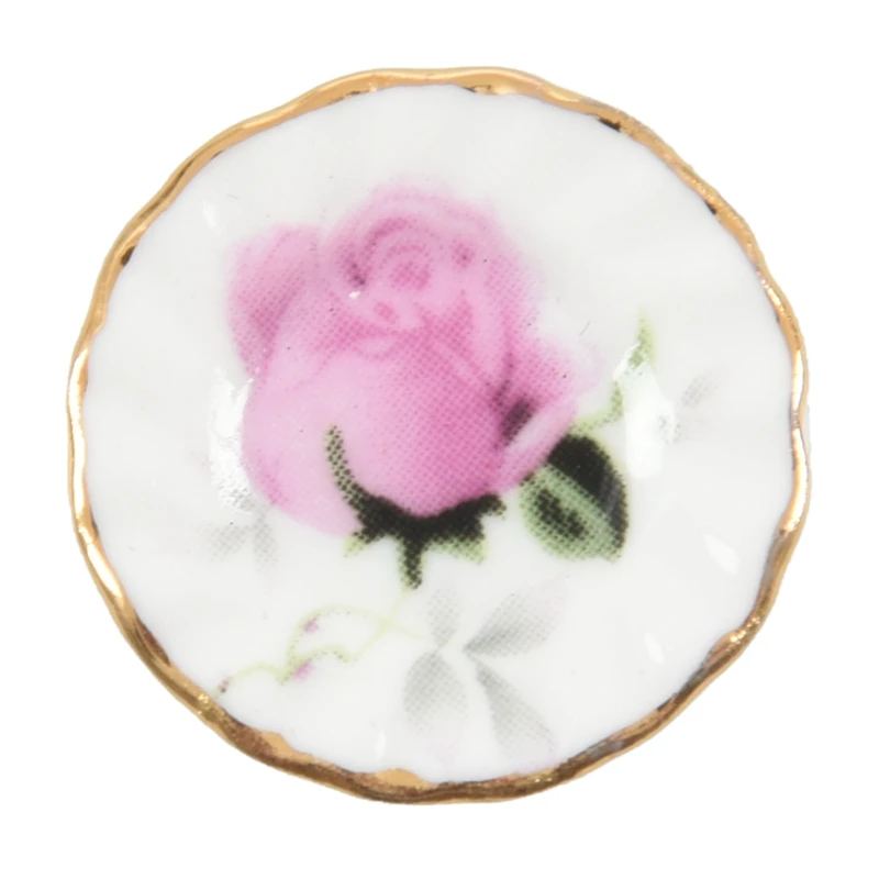 Lot of 15 Rosebud Porcelain Dollhouse Miniature Coffee Tea Cup Set