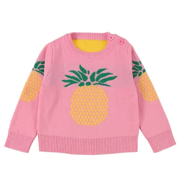 

WLG boys girls sweaters kids autumn winter thick pineapple printed long sleeve sweater baby casual all match clothes