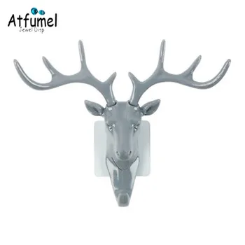 

New Resin Animal Deer Stags Head Wall Door Cabinet Jewelry Hanger Necklace Bracelet Key Hanger Holder Hook Wedding Ring Holder