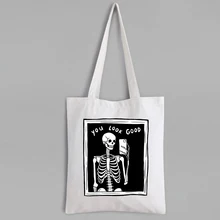 You Look Good Skeleton Mirror Selfie Tote Bag Custom Bags with Logo Cartoon Skeleton Korean Tote Bags Reusable Cute