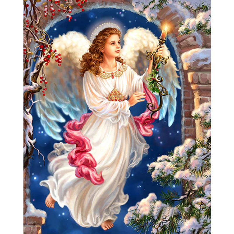Diamond Painting Religion Pattern Home Decor,Full Square Diamond Embroidery Angel Girl Needlework,Diamond Mosaic Fruit Winter
