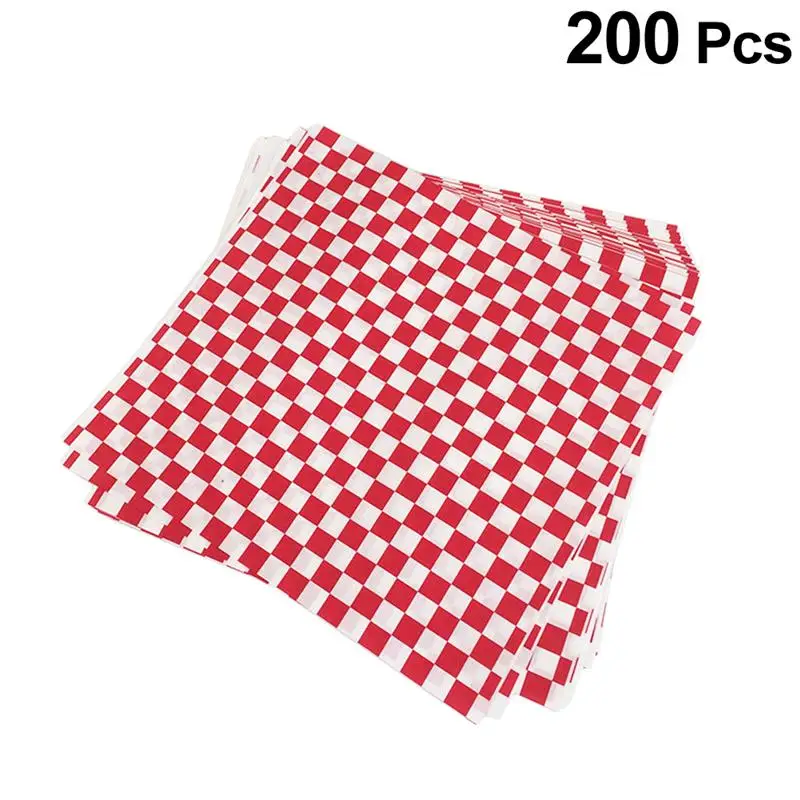 100/200pcs Grid Fried Food Liners Deli Paper Multifunctional Hamburger Paper Baking Wrapping Sheets For Pastry Pizza Serve Liner - Цвет: 200pcs