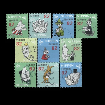 

10PCS/set Cartoon character Mu Ming Used Japanese Cartoon Postage Stamps With Post Mark , For Collecting G185