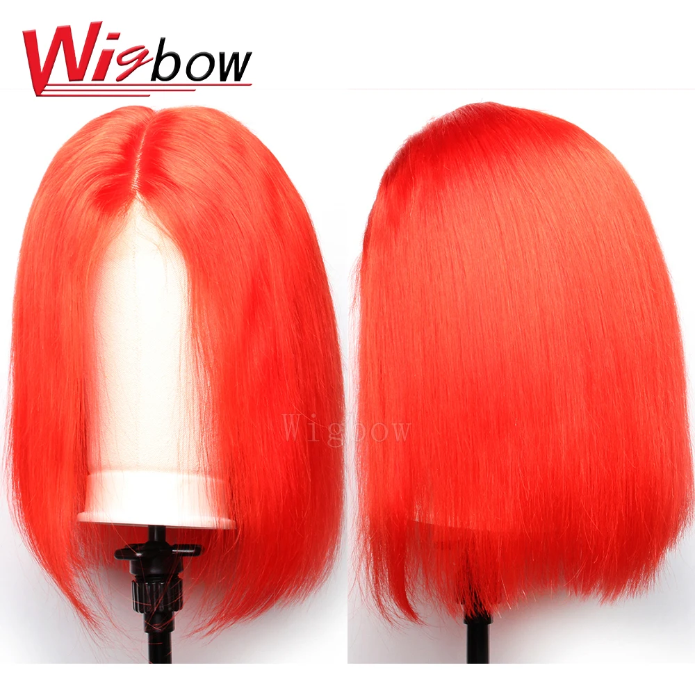 

13X6 Red Human Hair Wig Brazilian Remy Hair 150 Density Lace Front Wig Pre Plucked Short Bob Wigs Human Hair For Black Women