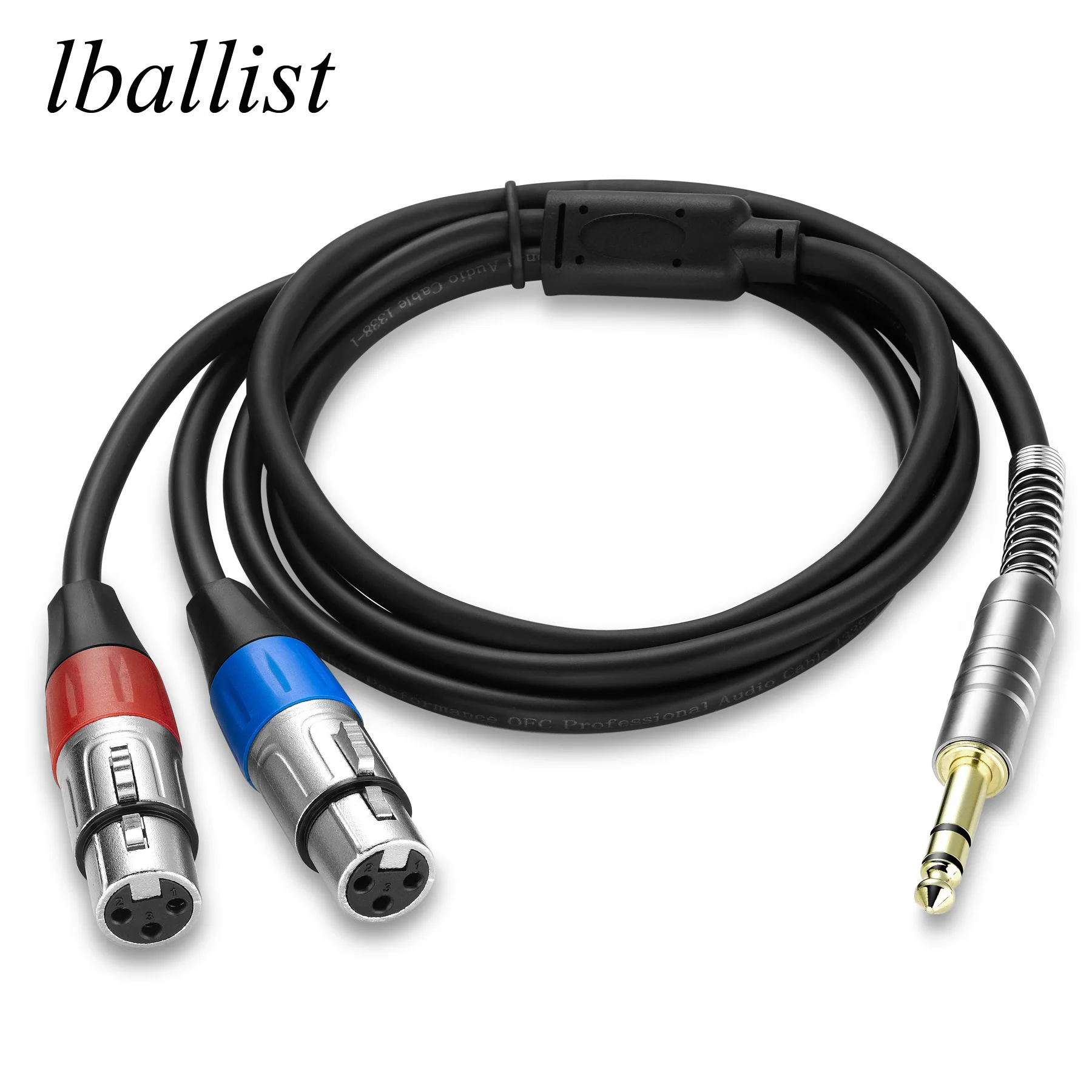 lballist Gold Plated 1/4''Jack 6.5mm Stereo Jack Male to Dual XLR Female OFC Aux Audio Cable Foil+Braided Shielded | Электроника
