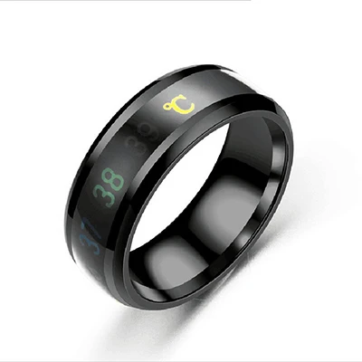 Смарт-Температурное кольцо изменения Цвет пара кольцо-Определитель настроения цвет: черный, синий Кольца из нержавейки для мужчин кольцо женское кольцо anillo - Цвет основного камня: Black