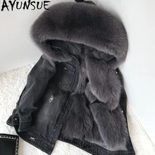 AYUNSUE пальто с натуральным лисьим мехом женская джинсовая куртка зимняя куртка женские куртки из натурального меха для женщин Корейская куртка Chaqueta Mujer MY