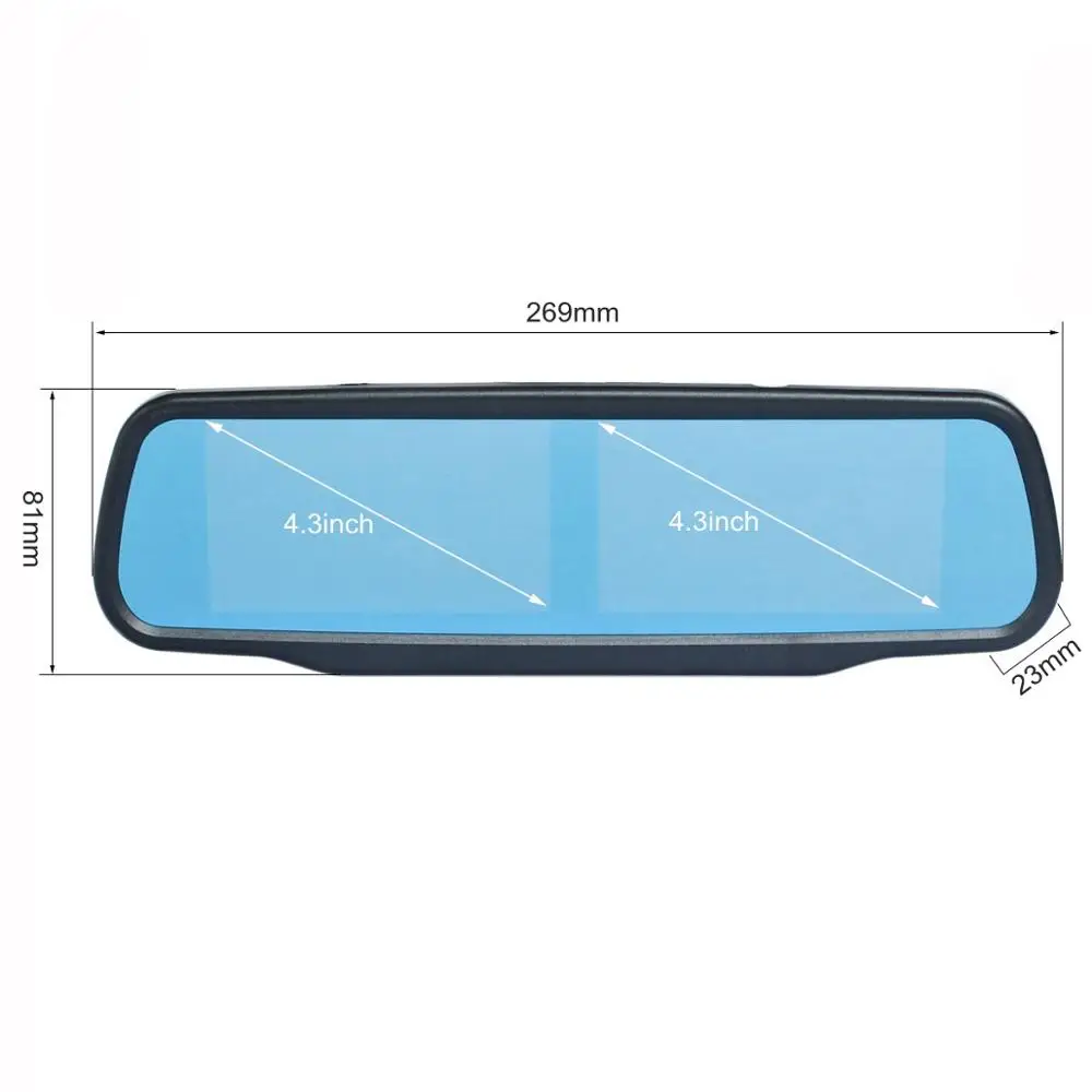 DIYKIT двойной 4,3 дюймовый экран зеркало заднего вида Автомобильный монитор с 2 х Автомобильная камера заднего вида для заднего/переднего/камера бокового вида