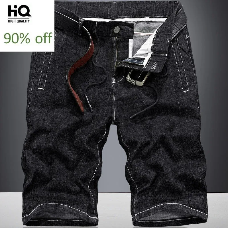 

Men Jeans Shorts Teenager Korean Slim Fit Zipper Knee Length Shorts Homme 2020 Summer Black Straight Leg Hot Pants Plus Size 40