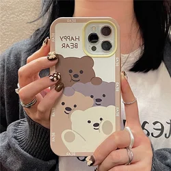 13 Pro Case Cute Papa Bear Silicone Cover for iPhone 12 Pro Max 11 7 8 Plus XR XS X SE 2020 13 Pro Max Stripes Shockproof Case