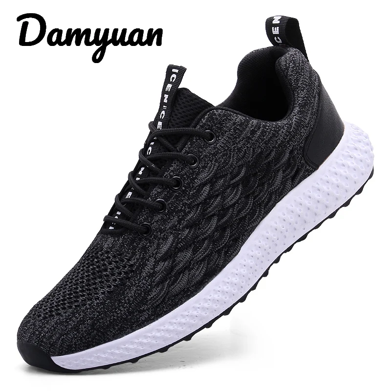Damyuan/Новинка года; сезон лето-осень; мужские кроссовки; повседневная обувь; брендовая мужская дышащая мужская обувь на плоской подошве из сетчатого материала; большие размеры 47 - Цвет: Черный
