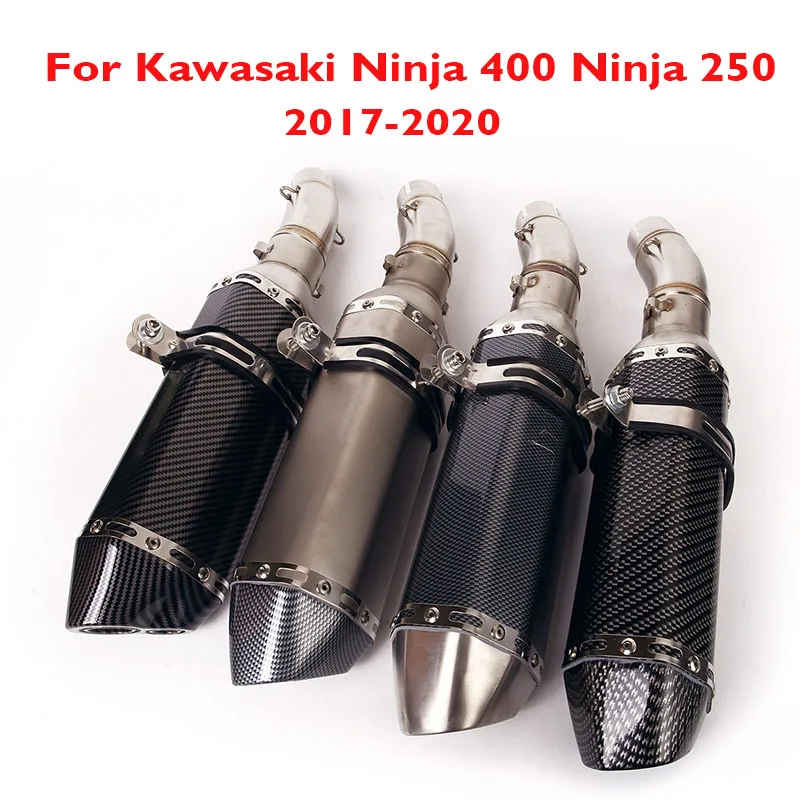 

Motorcycle Exhaust 51mm Muffler Escape with Silencer DB Killer Slip on Connect Section Tube for Kawasaki Ninja 250 400 2017-2020