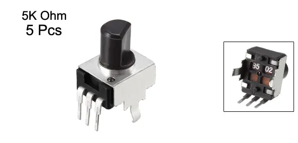 5K-5pcs Uxcell углеродная пленка потенциометр переменные резисторы один поворот ротар костюмы стандартные ручки металлические круглые Shaf для нажимной ручки - Цвет: 5K-5pcs