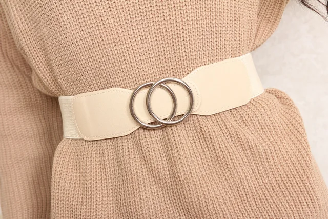 Beltox женский пояс эластичный стрейч широкие пояса w двойные кольца пряжки пояса дамы
