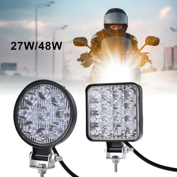 

10Pcs 27W 10-30V Car Light Work Light Waterproof Square Light Round Light 6500k Work Car Headlight Flood For SUV Bicycle Truck