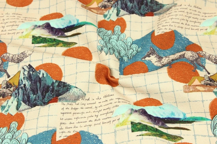 half meter 100 cotton washed canvas fabric with cartoon fox print handmade DIY bag sewing material 1 half meter 100 cotton washed canvas fabric with cartoon fox print handmade DIY bag sewing material 3