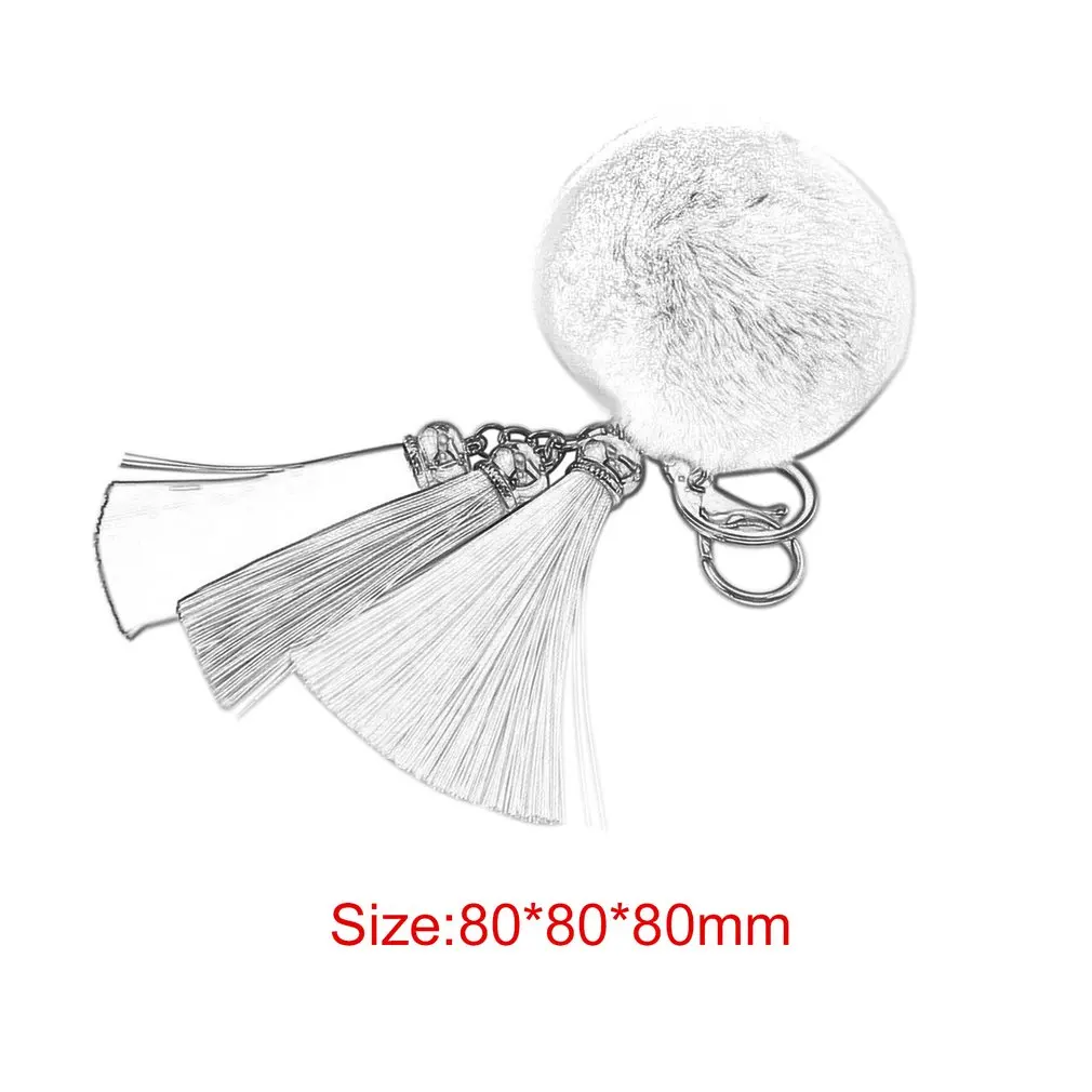 Novelty Lovely Rabbit'S Hair Ball Shape Keychain Pendant Key Ring With Tassel HandBag Pendant Car Keyring Perfect Decoration