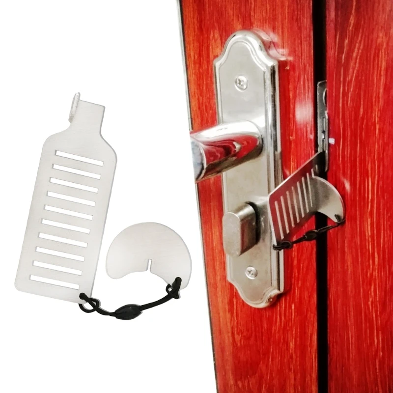 Stainless Steel Punch-Free Door Locks Anti-theft Door Stop Portable Stopper Door Lock for Travel Hotel Motel Dormitory