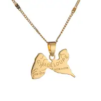 Gold Color Guadeloupe Map Pendant Necklace France Island Guadeloupe Map Charm Women Jewelry 1