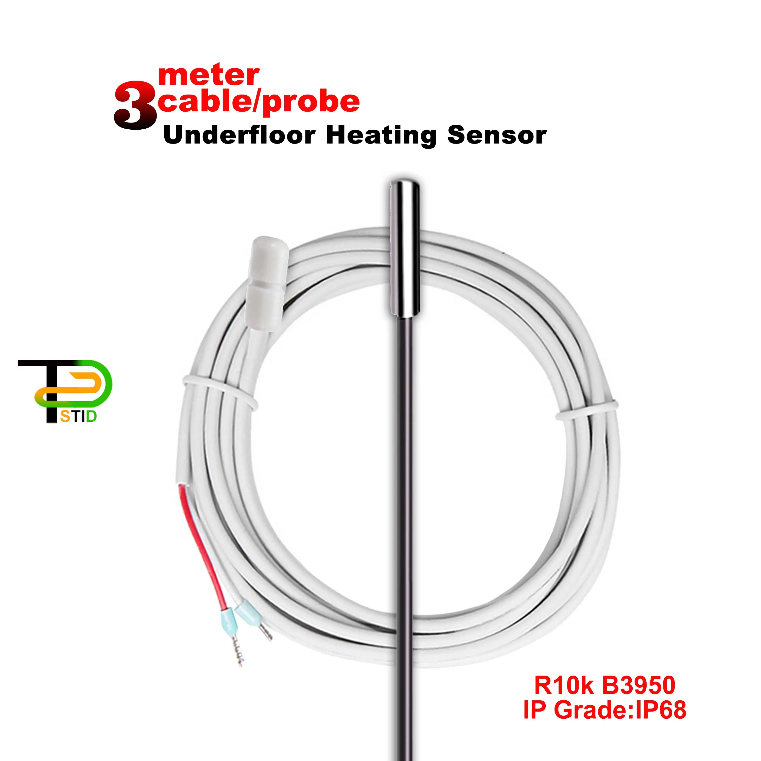 3m Ip68 Temperature Probe Cable Cord Sensor For Ntc 10k 3950 Digital