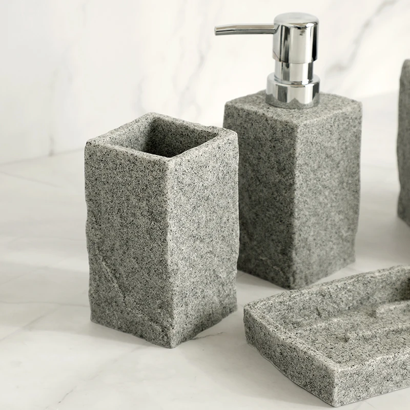 Soap Dispenser Bathroom Accessories Set Bathroom Accessories Single Imitati Granite Iiquid Soap Dispenser Toothbrush Holder Cup Soap Dish Toilet Brush Holder
