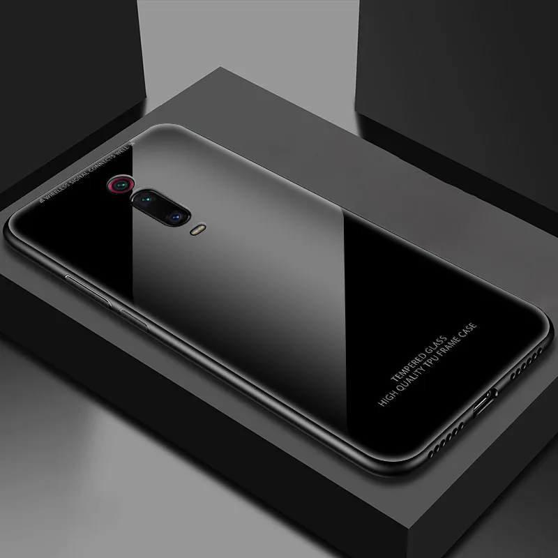 Black Черное белое закаленное стекло чехол для Xiaomi mi 9T Pro 9 SE, одноцветное стекло, чехол для Xiaomi mi 9t mi 9se 9 t, чехол-бампер - Цвет: Black