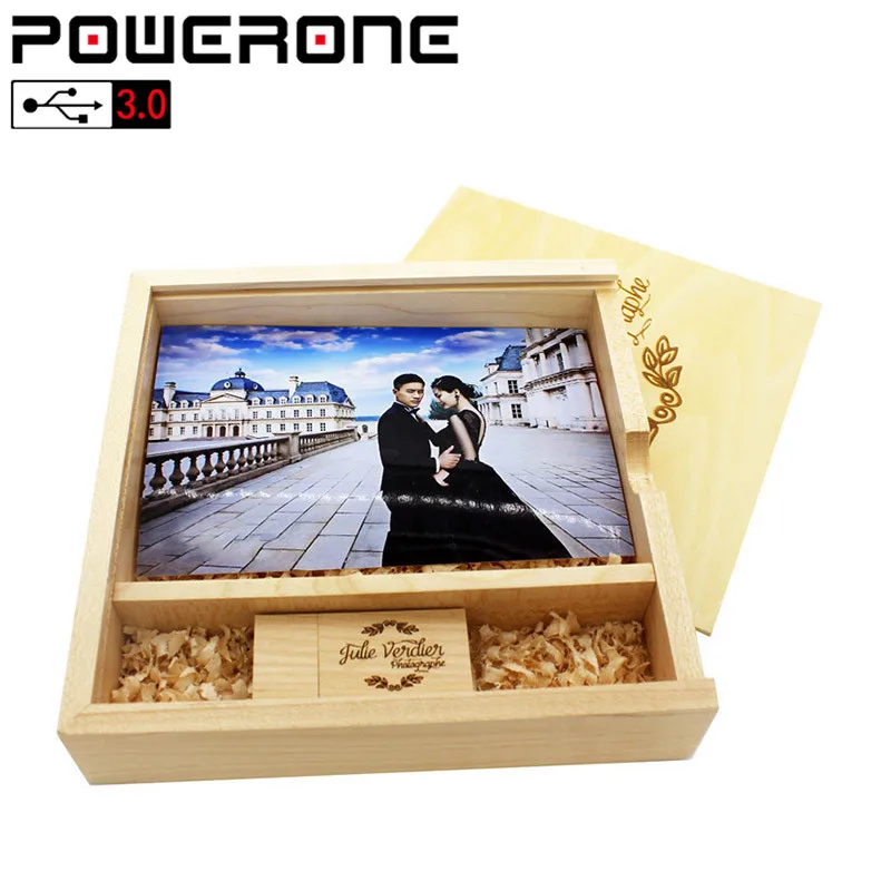 Фотоальбом POWERONE USB 3 0 ореховый деревянный usb + коробка флэш накопитель флешка 4 ГБ 16