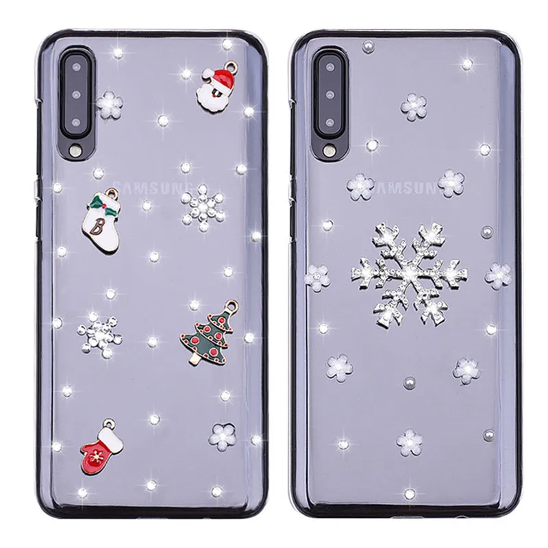3D Рождественский Алмазный чехол для samsung Galaxy A10S A20S A90 A80 A70 A20E A50 A40 A60 A30 S M10 M40 M30 M20 Bling